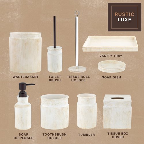 Creative Scents Rustic Luxe Small Bathroom Trash Can 1.53 Gal / 5.8L - Bathroom Garbage Can Bin for Modern Farmhouse Decor - Small Waste Basket for Bathroom and Bedroom