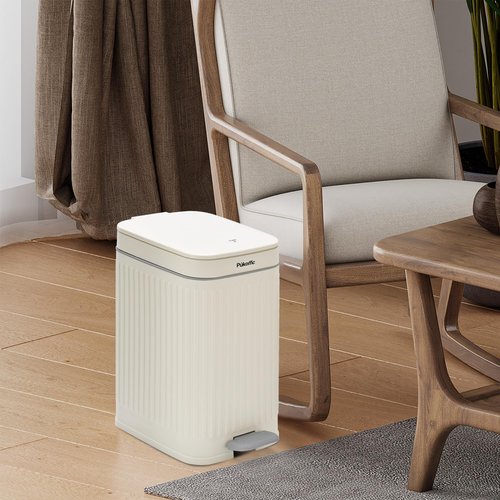 Pukomc 3 Pack Bathroom Trash Can with Lid，Small Trash Cans Bedroom，3.7 Gallon Slim Soft Close Garbage Can，Step Wastebasket Container Trash Bin for Office Bedroom Kitchen Living Room
