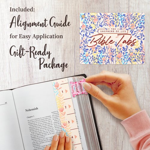 Bloom Queen™ Bible Tabs for Women Study Bible – Soul Nourishing Book Summaries – 66 Peel-and-Stick Large Print Laminated Bible Book Tabs | Floral Tabs for Bible Study Supplies, the Shepherd of Life