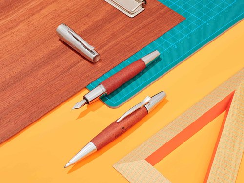Faber-Castell e-motion Fountain Pen, Wood and Chrome Brown - Fine