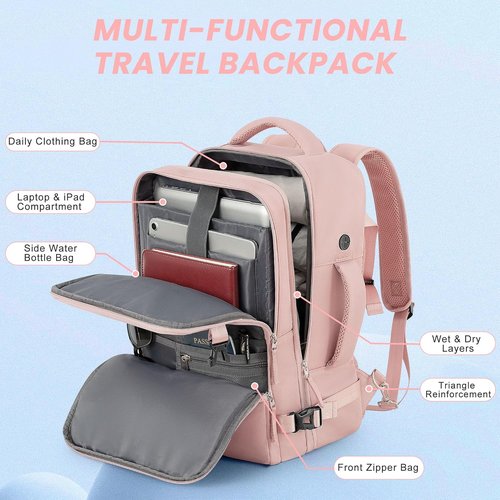 Sinaliy Travel Backpack - Flight Approved Carry-On with USB Charging | Lightweight, Waterproof Design for Women