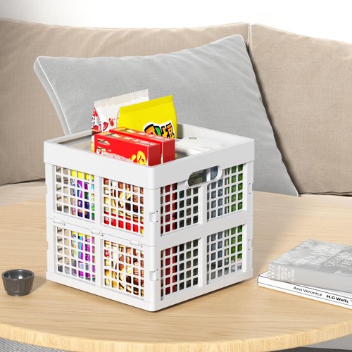 Wakikini White Square Milk Crate, 18 L Plastic Stackable Utility Crate, 3 Pack