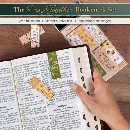 Christian Art Gifts Magnetic Scripture Bookmark Set - Inspirational Fall-Themed Bible Verse Page Markers, Set of 6 (2.3” x 0.8”)
