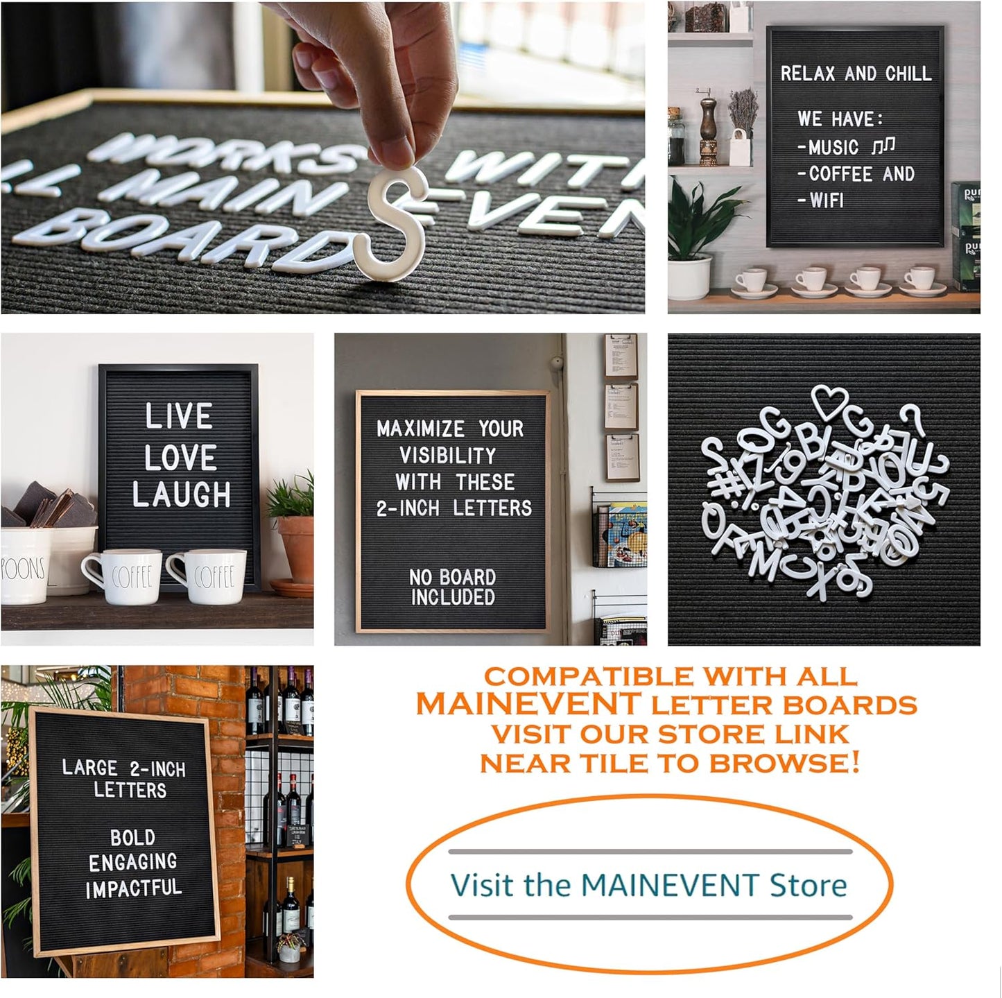 Skiennix Letter Board Plastic Letters Set - 2 Inch White Letters for Felt Boards | Perfect for Custom Messages