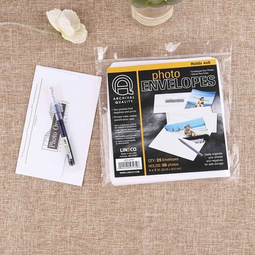 Lineco, Acid Free Photo organizer White File Envelopes 4x6 Inch, for Photos, Postcards, Greeting Cards (25/Pack, 4 Packs)