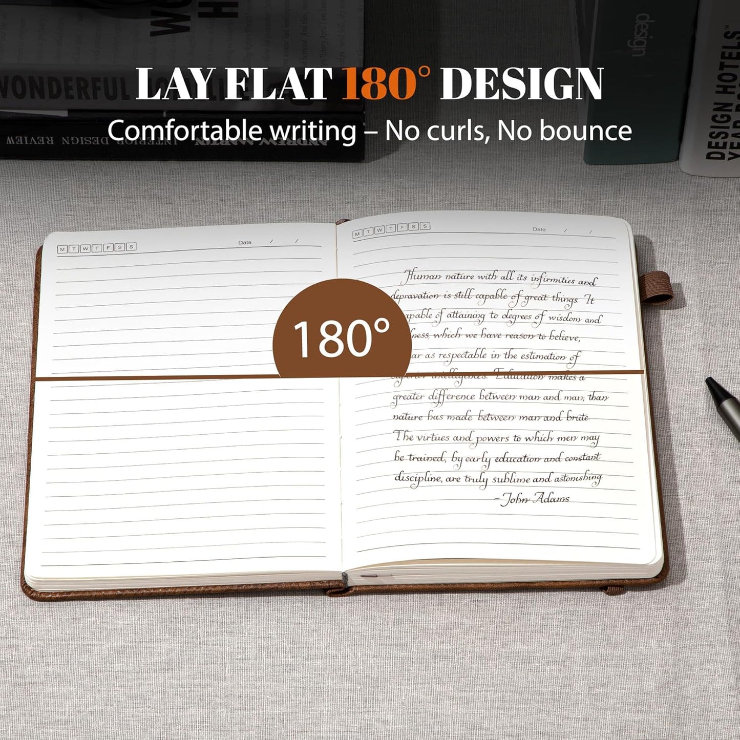 CAGIE Leather Bound Journal - Tree Growth Ring Design | 256 Pages, A5 Hardcover Notebook for Writing