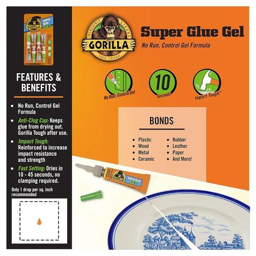 Gorilla Super Glue Gel - Clear All-Purpose Fast-Setting Adhesive | Four 3g Tubes (Pack of 2)