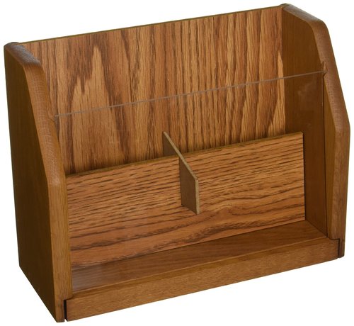 Wooden Mallet 4-Pocket Countertop Brochure Display, Medium Oak
