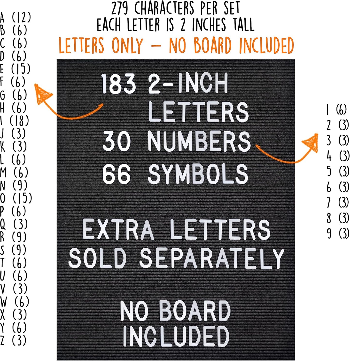 Skiennix Letter Board Plastic Letters Set - 2 Inch White Letters for Felt Boards | Perfect for Custom Messages