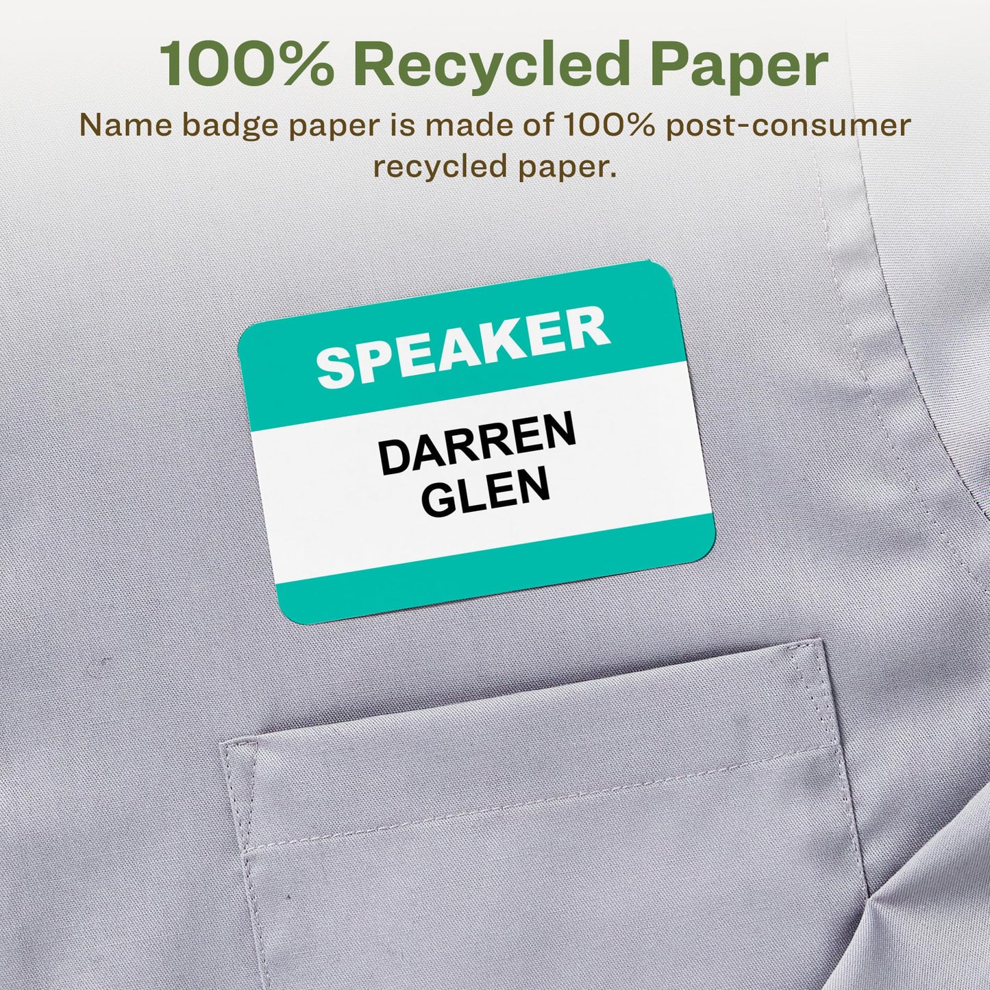 Avery EcoFriendly Recycled Name Tags, 2-1/3" x 3-3/8", White, Removable Adhesive, 80 Printable Name Badges (48395)