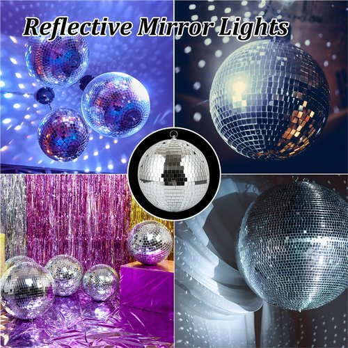 NuLink 8" Disco Ball Decor Hanging Mirror Ball for Big Party Decorations Wedding Home