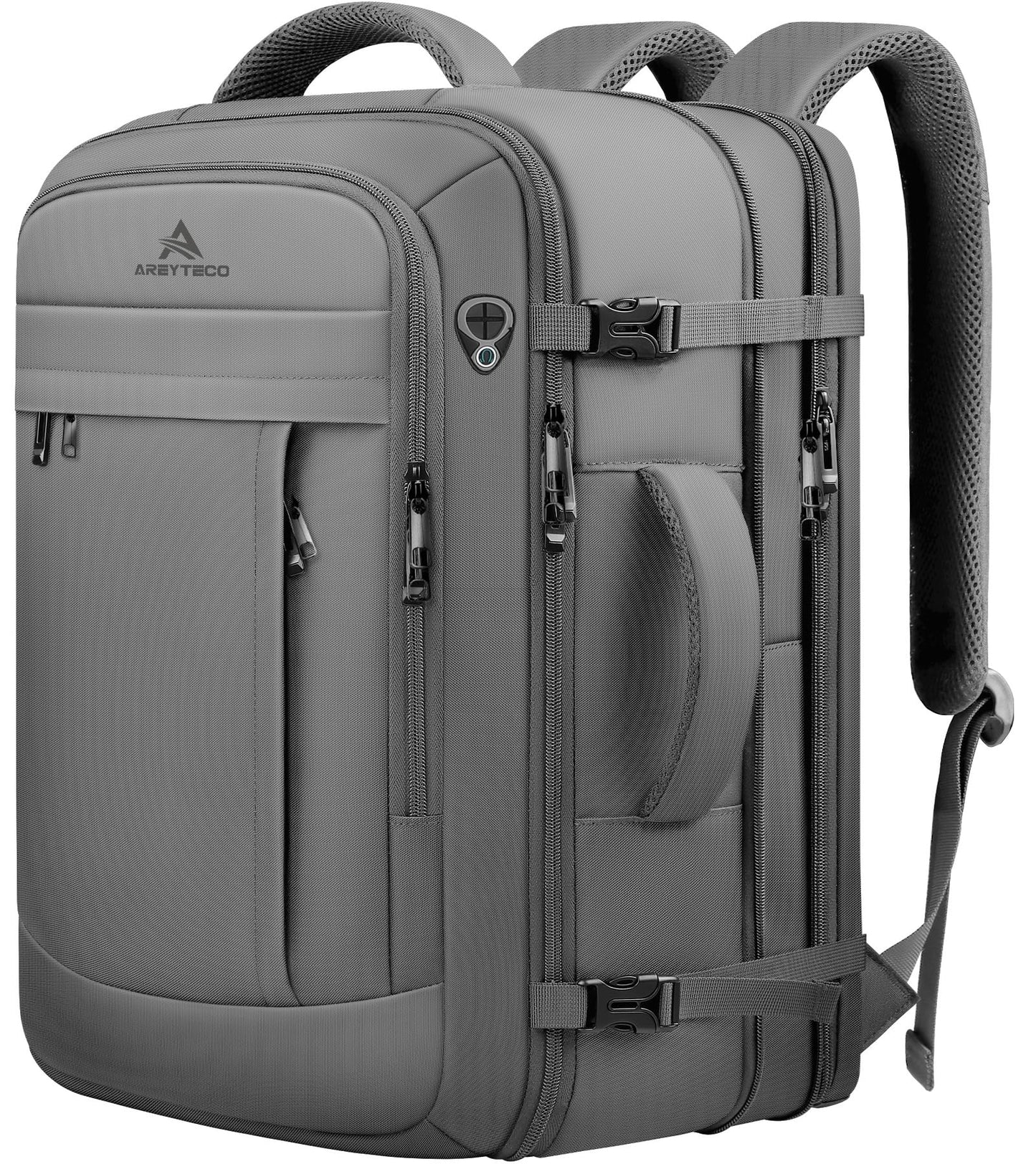 Carry On Backpack, 50L Extra Travel Laptop Backpack for Men Women, Big Bag Business Travel Essentials Gifts for men Flight Approved, 17 Inch Laptop Backpack Computer Bag Gifts for Him Men, Grey