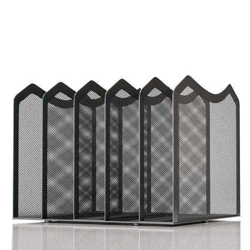 ClutterHub | Your Desk's Best Friend | Iron Steel Mesh Desktop File Sorter Organizer | 5-Section Bookshelf for Desk Home Office | No Assembly Required (Black, 5 Tier)