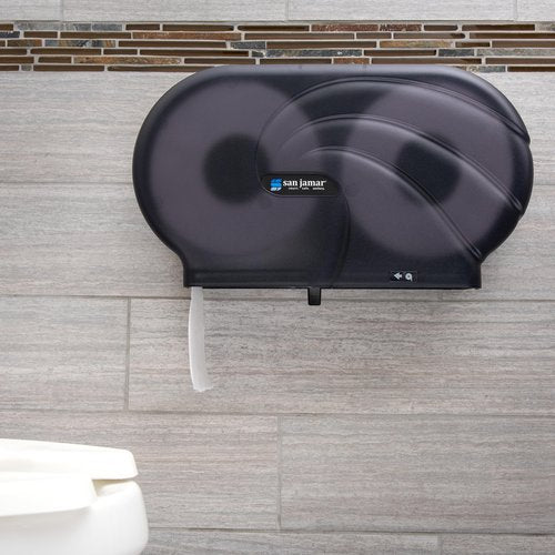 San Jamar - SJMR4090TBK R4090TBK Twin 9" JBT Toilet Tissue Dispenser, Black Pearl