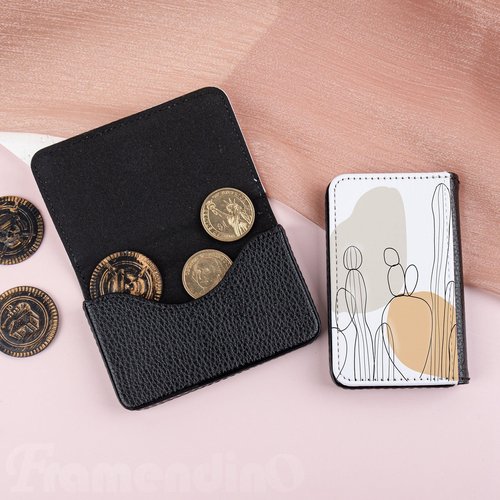 Framendino, 4 Pack Sublimation Blank Business Card Holder PU Leather Name Case Pocket for Office Supplies