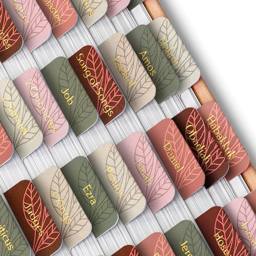 Mr. Pen Bible Tabs - 75 Laminated Autumnal Earth Tabs with Gold Foil Embossed Lettering
