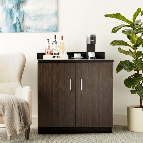 Safco Products 1702AN Modular Hospitality Breakroom Base Cabinet, 2 Doors/2 Adjustable Shelves, Asian Night Base/Black Top