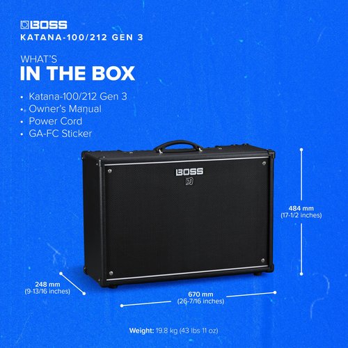 Boss Katana-100/212 Gen 3 100-watt 2 x 12-inch Combo Amplifier