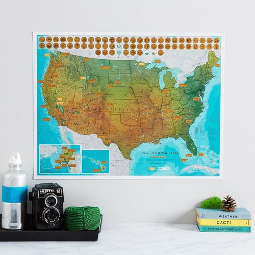 Scratch Off USA National Parks Poster - 17 x 22 Inches | Bonus USA Scratch Off Map for Outdoor Lovers