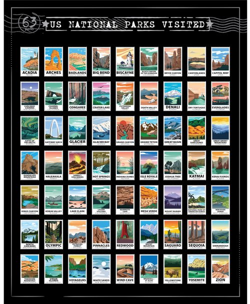 Gunjovi 63 National Parks Scratch Off Poster – Travel Gift Bucket Park List Of United States– Road Trip Adventure Checklist Pin Pop Chart (National Park)