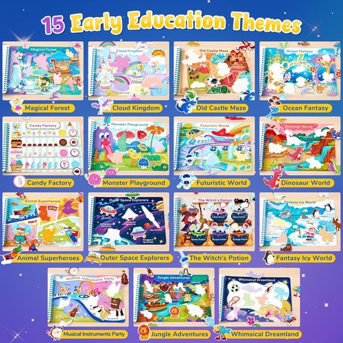 JoyCat Preschool Busy Book - Dual-Language Learning Activities for Toddlers 3-5 | Educational Sensory Toy