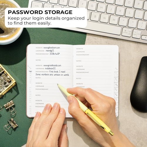 Clever Fox Password Book 2nd Edition Small – Pocket Password Keeper with Alphabetical Tabs – Internet Address Notebook & Login Details Organizer Journal – 3.5x5.6” (Rose Gold)