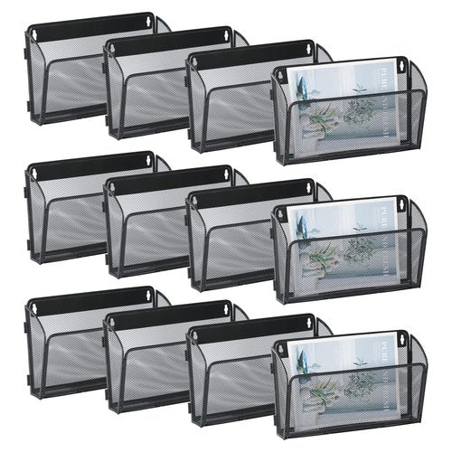 superbpag 12 Pockets Wall File Holder Organizer Office Hanging Folder organizer Document Magazine Storage Rack for Office Home School, Black