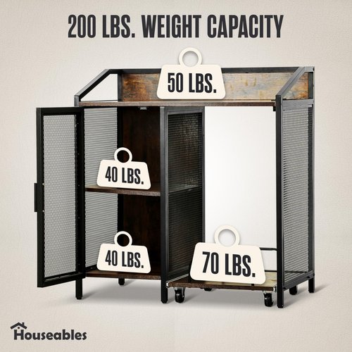 Houseables Printer and Shredder Stand, Printer Table with Storage, Shredder Cabinet on Wheels, Table for Home Office, PC Tower, Desk with File Cabinet Shelf Cart with Drawers, 2 USB and AC Outlets
