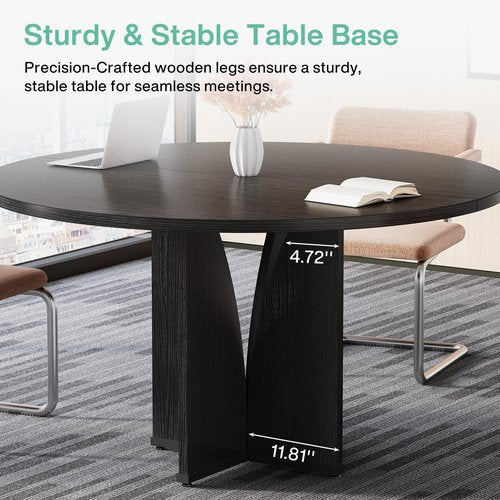 Tribesigns 39" Round Conference Table for 4, Modern Round Meeting Table with Sturdy Base, Small Compact Conference Room Tables for Office, Training, or Negotiation (Black)