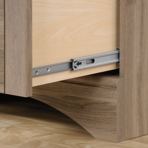 Sauder Harbor View Home Office Computer Desk with Hutch, Keyboard Tray, in Salt Oak finish