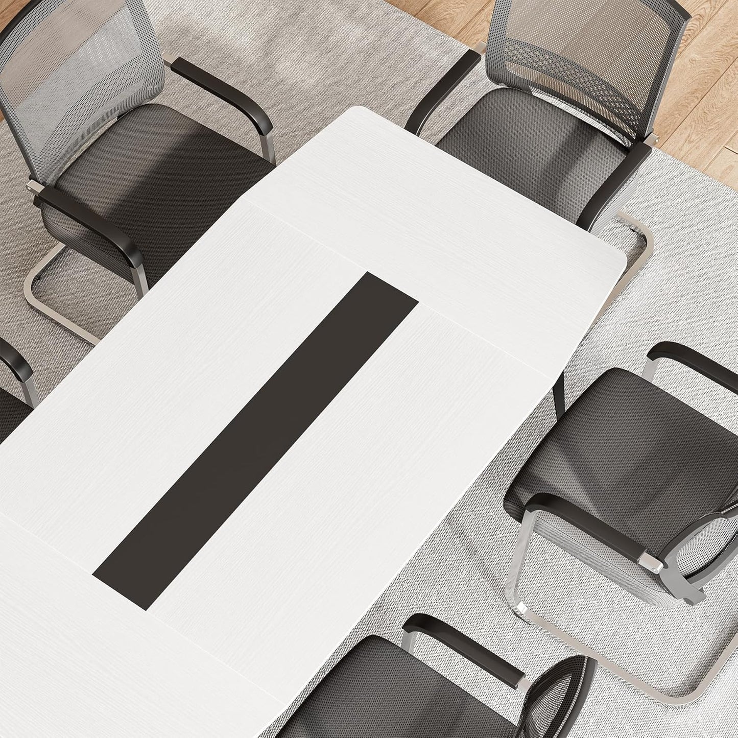 LITTLE TREE 6 FT Conference Room Table, 70.86L x 35.43W x 29.52H Inches Boat Shaped Meeting Seminar Boardroom Table
