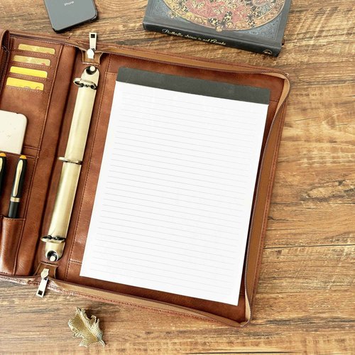 Gvalant 3 Ring Binder Vegan Leather Portfolio, Zippered Portfolio for Men, Letter Size Organizer Folder Padfolio A4 Document Bag for 13.3 inch Tablet Laptop (Brown, Standard)