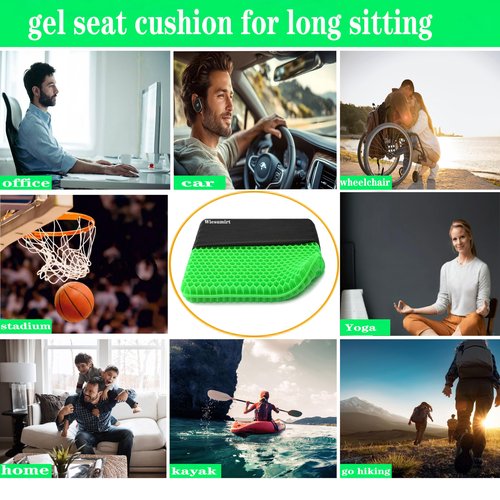 Plus Size Gel Seat Cushion for Long Sitting, Extra Large and Thick Seat Cushion for Back, Hip, Sciatica, Tailbone Pain Relief, Used for The Office, Wheelchairs, Truck, Car, Recliner.(Grass Green)
