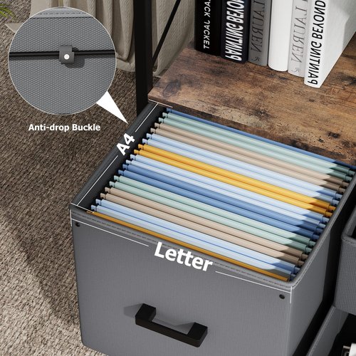 Alkmaar 3-Drawer Lateral File Cabinet, Mobile, Rustic Grey, Fits A4/Letter Size, Wheeled, 25.3 lbs, 29.5" W x 15.7" D x 24.3" H, Home Office