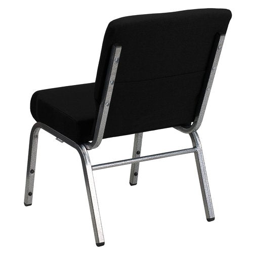 EMMA + OLIVER Stacking Auditorium Chair with 21" Seat - Black Fabric/Silver Vein Frame