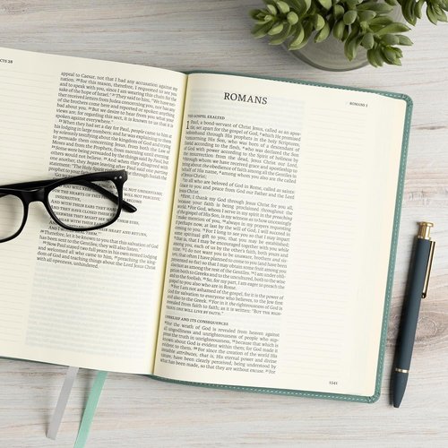**NASB Notetaking Bible - Large Print Edition in Earthen Teal SuedeSoft LeatherTouch | Single-Column, Wide Margins, Easy-to-Read**