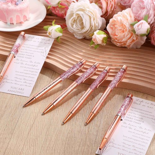 Supervitae 30 Set Christmas Motivational Pens for Women Bulk Rose Gold Inspirational Positive Quote Ballpoint Pens with Card Tie for Xmas Stocking Stuffer Teacher Student Employee Office Supplies
