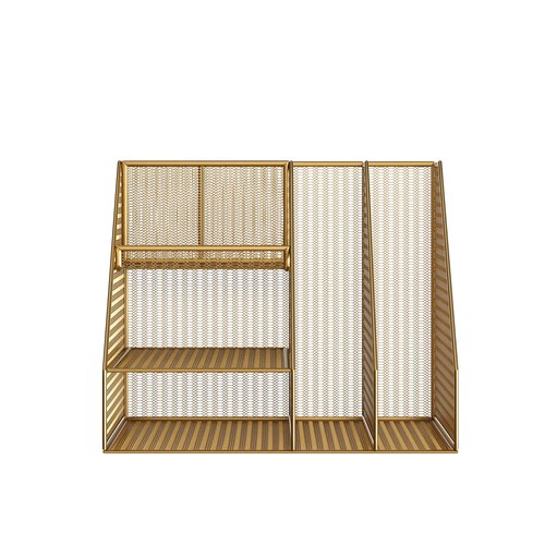 Martha Stewart Ryder Gold Mesh Metal Large Desktop Organizer with Magazine File Holder, Pen Holder, and Storage