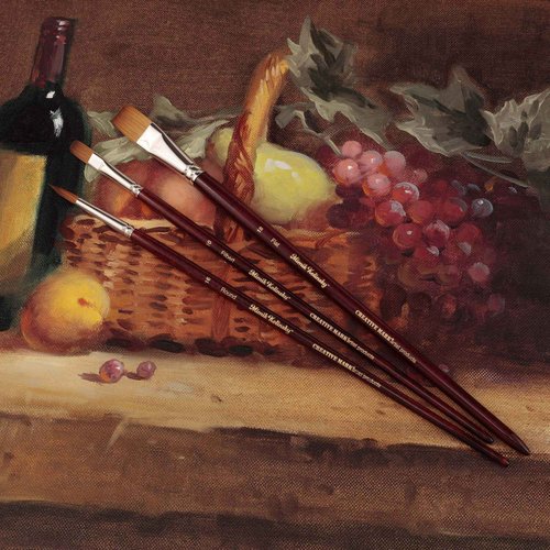 Creative Mark Mimik Kolinsky Watercolor Brush - # 20 Flat - Long Handle Synthetic Paint Brush - Handmade in Germany - Synthetic Sable Paint Brushes for Professional Artists - Animal-Friendly