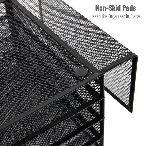Mind Reader Desktop Organizer, File Storage, Paper Tray, Workspace, Office, Metal Mesh, 16.75"L x 9.15"W x 6"H, Black