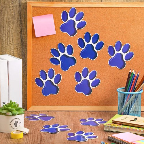 Junkin Mini Paw Prints Cutouts - 60 Pcs Bulletin Board Decorations | Blue Accents for Kids' Parties