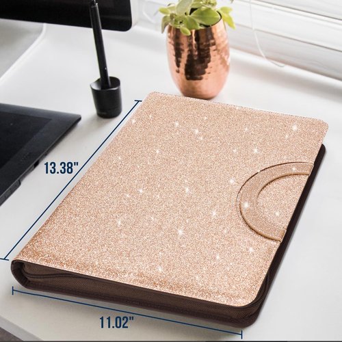 Trapper Keeper Binder Leather Business Portfolio Organizer with Zipper, Detachable 3 Ring Binder with Storage Clipboard, Fits Letter Size Paper, with Refillable Notepad, 5 Extra Folder Fivider Pages