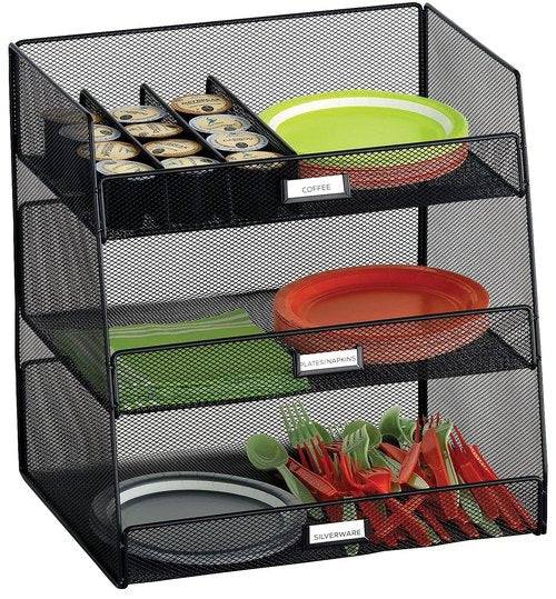 Safco 3293BL Onyx Mesh Break Room Supplies Organizer, Black