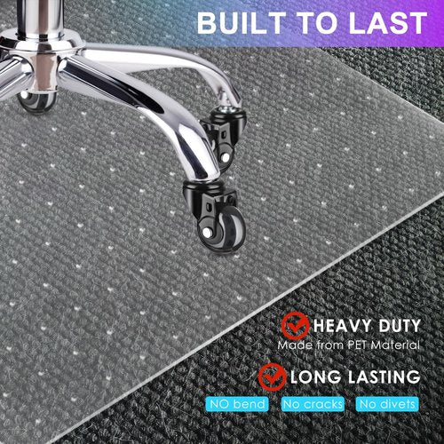 Vicwe Office Chair Mat for Carpet, 32'' x 48'' Computer Desk Chair Mat for Carpeted Floors, Easy Rolling Hard Mat for Office Chair on Carpets, Anti-Slip Carpet Protector Mat Clear, Ship Flat