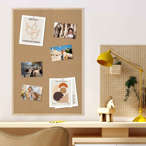 DAHAPYBOO Cork Board Bulletin Board,36x24 Cork Board for Office with Pin Oak Wood Boards,Message Board or Vision Board Decoration.