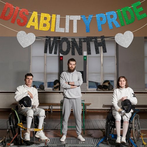 Disability Pride Month Banner - No DIY Glitter Disability Pride Month Decorations, July Disability Awareness Party Supplies