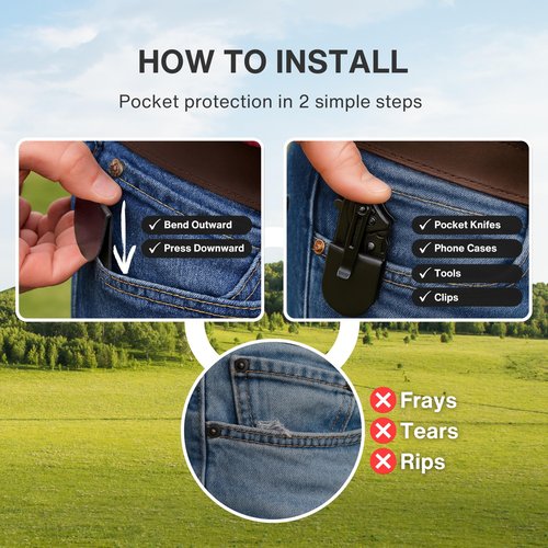 Protector for Clothing Pockets | Prevent Fraying, Tearing, and Ripping | Pocket Knifes, Phone Cases, Tools, and Clips (Brown)