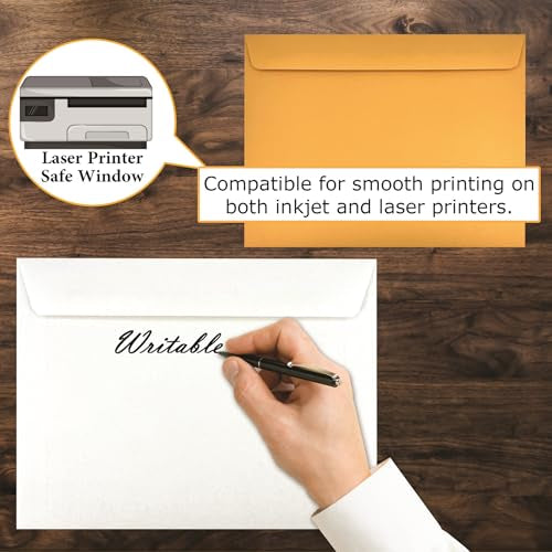 150 Count White Wove Booklet Envelopes 9 x 12 Inch Heavy-Gauge Open Side Gummed Flap - Made in USA