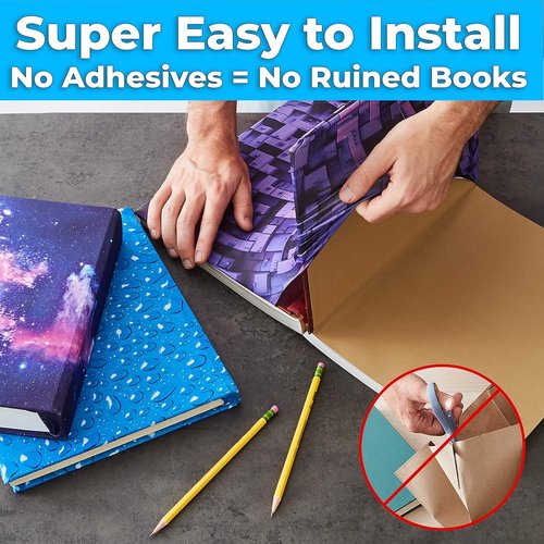 Regine Switzerland Jumbo Book Covers - Easy Apply, Reusable 9x11 Textbook Jackets | Fun Washable Designs for Kids & Teens
