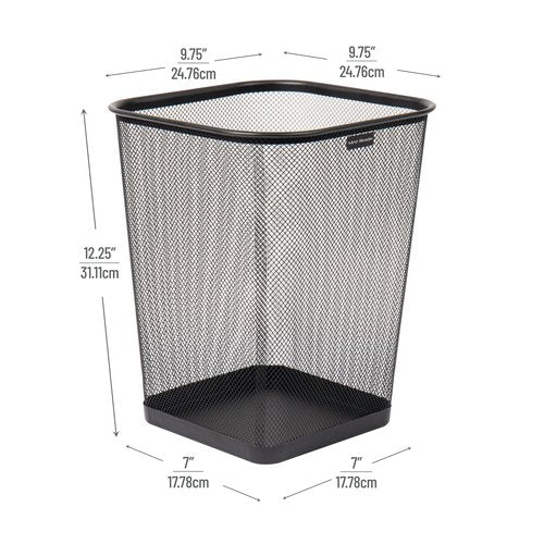 Mind Reader Mesh Trash Can, Waste Paper Basket, Square, Office, Metal Mesh, 9.75" L x 9.75" W x 12.25" H, Set of 4, Black